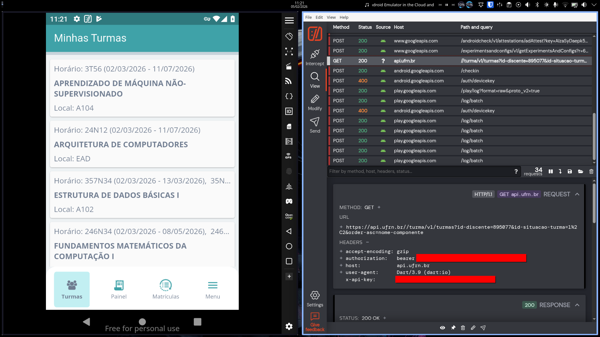 Print do HTTP Toolkit interceptando requisições